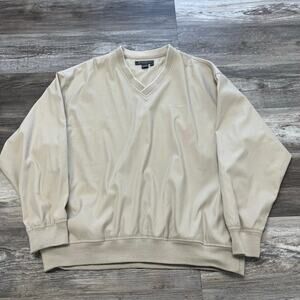 Vintage 90s Eddie Bauer Golf Tan Mens XL V Neck Pullover Windbreaker Jacket Golf